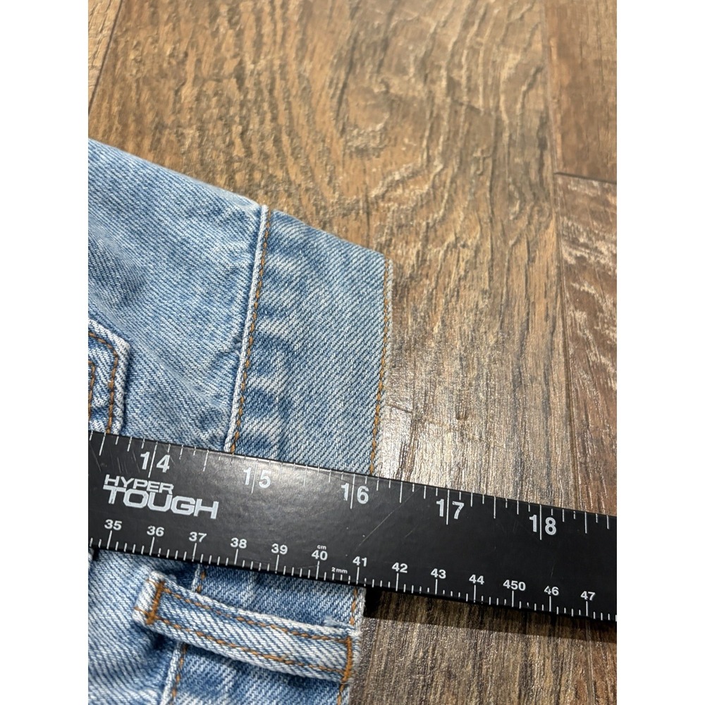 Forever 21 Denim Cropped Jacket Faux Fur Collar‎ Women's Small Y2k Streetwear - Picture 8 of 8